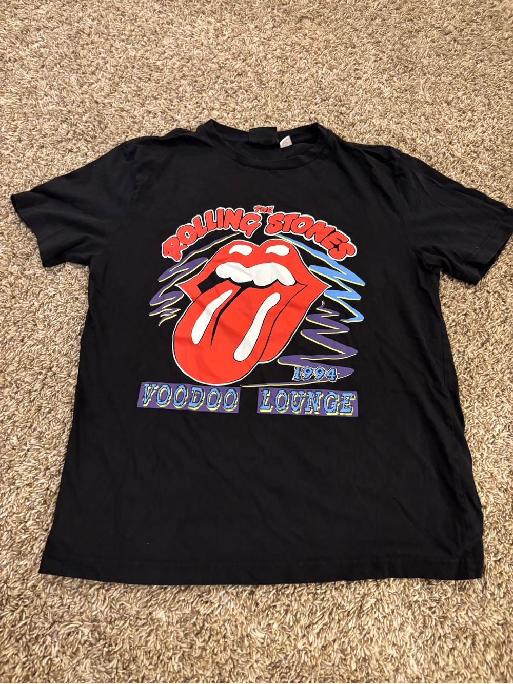 H&M Black Rolling Stones Voodoo Lounge 1994 Graphic Tee - Red Accent